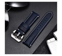 yaoqijie Correa de reloj Crazy Horse hecha a mano de cuero genuino con hebilla negra plateada de acero inoxidable 22mm 24mm 26mm correa de reloj lasting(Blue(silver buckle),26mm)