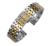 yaoqijie Correa de reloj de acero inoxidable 304L macizo for Omega, Seiko, correas de reloj con hebilla de mariposa de 18 mm, 20 mm y 22 mm lasting(Silver-Gold,18mm)