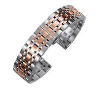 yaoqijie Correa de reloj de acero inoxidable 304L macizo for Omega, Seiko, correas de reloj con hebilla de mariposa de 18 mm, 20 mm y 22 mm lasting(Silver-Rose Gold,18mm)