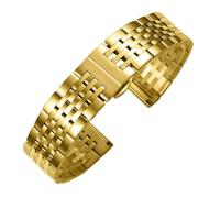 yaoqijie Correa de reloj de acero inoxidable 304L macizo for Omega, Seiko, correas de reloj con hebilla de mariposa de 18 mm, 20 mm y 22 mm lasting(Gold,22mm)