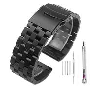 yaoqijie Correa de reloj de acero inoxidable macizo de primera calidad, correa de reloj for hombre, 18 mm, 20 mm, 22 mm, 24 mm y 26 mm for cinturón lasting(schwarz,26mm)