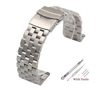 yaoqijie Correa de reloj de acero inoxidable macizo for hombre, pulsera de 18 mm, 20 mm, 22 mm, 24 mm y 26 mm, con herramientas lasting(Silver-Screw,26mm)