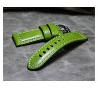 yaoqijie Correa de reloj de piel de becerro for hombre, 4 colores, 39 S, azul, verde, amarillo, rojo, 24mm, calidad suave, gruesa, hecha a mano, correa de reloj de cuero Real lasting(Verde)