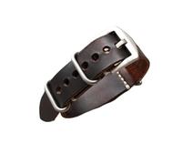 yaoqijie Correa de reloj marrón negro hecha a mano de cuero Crazy Horse 20mm 22mm 24mm con anillo de hebilla de plata negra lasting(E,22mm)