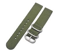 yaoqijie Correas de reloj de nailon 18mm 20mm 22mm 24mm hombres mujeres moda 6 colores correas de reloj de lona con hebilla de Pin negro plateado lasting(Green silver buckle,20mm)