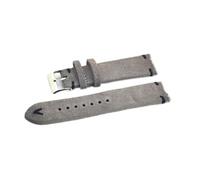 yaoqijie Correas de reloj Retro de cuero genuino for hombres y mujeres, 18mm, 20mm, 22mm, 24mm, correa de reloj de ante suave, accesorios de hebilla de Metal KZSD05 lasting(Gray-Black Line,18mm)