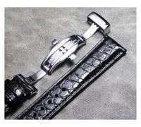 yaoqijie Llegada hecha a mano de lujo hebilla de mariposa correa de cuero de cocodrilo americano 18mm 19mm 20mm 21mm 22 23mm marrón negro correa de reloj lasting(B,18mm)
