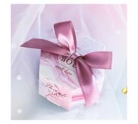 yaoqijie Nueva creativa romántica estilo de marzón caja de caramelo favores de boda y regalos rosados caja de fiestas de caja de papel chocoles dulces lasting ( Color : Purple ribbon , Size : 50pcs )