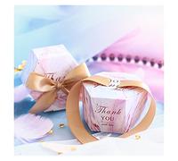 yaoqijie Nueva creativa romántica estilo de marzón caja de caramelo favores de boda y regalos rosados caja de fiestas de caja de papel chocoles dulces lasting ( Color : Gold ribbon , Size : 50pcs )