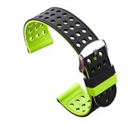 yaoqijie Pulsera de silicona transpirable for hombre y mujer, de dos tonos, de 18, 20, 22 y 24 mm. lasting(Black and Green,22mm)