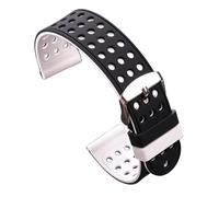 yaoqijie Pulsera de silicona transpirable for hombre y mujer, de dos tonos, de 18, 20, 22 y 24 mm. lasting(Black and White,22mm)
