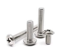 yaoqijie Tornillo de cabeza redonda Phillips con arandela acero inoxidable 304 A2-70 PWM DIN967 M1.4 .6 M2 .5 M3 M4 lasting(12mm,M1.6 50pcs)
