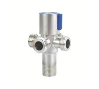 yaoqijie Válvula angular de acero inoxidable, rosca triangular, válvula de agua caliente y fría, conector de baño for calentador de agua de lavabo de inodoro G1/2 lasting(Blue 4hole)
