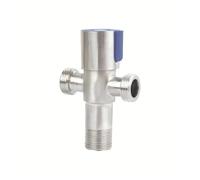 yaoqijie Válvula angular de acero inoxidable, rosca triangular, válvula de agua caliente y fría, conector de baño for calentador de agua de lavabo de inodoro G1/2 lasting(Blue 2hole)