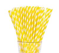 YAOSHENG 100 pajitas de papel biodegradables, amarillo, sin BPA, apto para alimentos, adecuadas para fiestas y ocasiones especiales