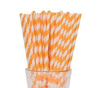 YAOSHENG 100 pajitas de papel naranja, pajitas de papel biodegradables, coloridas pajitas de papel adecuadas para fiestas, bodas y ocasiones, pajitas de fiesta (naranja)