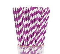 YAOSHENG 100 Uds Pajitas de Papel Púrpura, Biodegradables, Coloridas Pajitas de Papel Adecuado para Fiestas, Bodas y Ocasiones