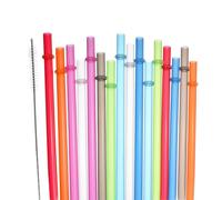 YAOSHENG Straws Reusable Straws with 1 Brushes, Long Hard Plastic Drinking Straws, Transparent Replacement Straws for 16OZ-32 OZ Tumblers (10.5 inch Muti-color) (Composite color, 24pcs/9.06inch)