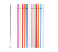YAOSHENG Straws Reusable Straws with 1 Brushes, Long Hard Plastic Drinking Straws, Transparent Replacement Straws for 16OZ-32 OZ Tumblers (10.5 inch Multicolor) (Composite color, 12pcs/12.2inch)