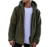 YAOTT Abrigo Con Capucha Para Hombre Abrigo Manga Larga Cálida Felpateddy Work Jacket Chaqueta Espeso Casual De Color Liso Super Suave Otoño E Invierno,Verde,L