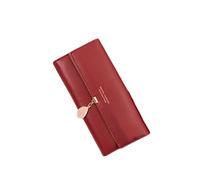 YAOTT Monedero Mujer de Piel PU - Carteras de Mujer con Múltiples Compartimentos, Cartera Billetera Grande Mediano con Cremallera Rojo Vino