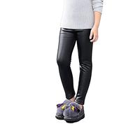 YAOTT Niñas Leggins PU Cuero Leggings Cintura Elástica Pantalones de Lápiz Jeggings Leggings Térmicos Forrado de Terciopelo Grueso Calientes Pantalones de Lápiz,Negro,120