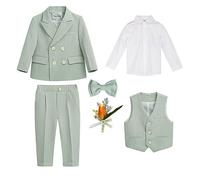 YAOTT Niños Británico Boda Bautizo Tuxedo Blazer Chaqueta Pantalones Traje Formal Primera Fiesta de Cumpleaños Conjunto de Trajes de Ropa de Fiesta de graduación Verde6XMLCLX
