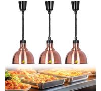 YAOYAOO Lampara de Calor para Alimentos, Extensible Lampara de Calor para Cocina, Lampara de Calentamiento de Comida con Bombilla de 250W para Catering Hosteleria Buffet(D-25CM,3 Stück)