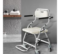 YAOYAOO Silla de Ducha con Ruedas para Personas Mayores, Silla de Ducha Plegable con Reposabrazos y Respaldo Abatibles, Silla Baño Ancianos Ducha con Ruedas, Capacidad de Carga 120kg