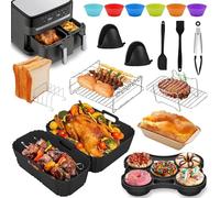 YAOYIN Accesorios para freidoras de aire Ninja - Accesorios para freidoras de aire para Ninja Tefal EY9018 Dual Easy Fry 5.2L / 3.1L, Molde Air Fryer Accesorios, Parrilla, Guantes de Silicona, Etc