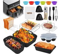 YAOYIN Accesorios para freidoras de aire Ninja - Accesorios para freidoras de aire para Ninja Tefal EY9018 Dual Easy Fry 5.2L / 3.1L, Molde Air Fryer Accesorios, Parrilla, Guantes de Silicona, Etc