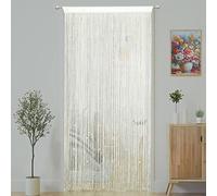 YaoYue Cortina con cuentas para puerta, borlas, cuentas, colgantes, ventanas, pasillo, entrada, pared, armario, dormitorio, decoración de privacidad (marfil, 99 cm de ancho x 279 cm de largo, 1 unidad