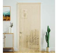 YaoYue - Cortina de cuentas para puerta, borlas, hippie, separador de estancias, para ventana, pasillo, vestíbulo, pared, armario, dormitorio, decoración y privacidad, champán, 100 x 200 cm