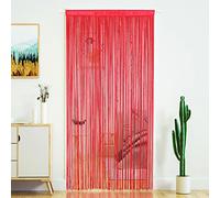 YaoYue, Cortina de cuentas y borlas para puerta, hippie, separador de estancias, para ventana, pasillo, vestíbulo, pared, armario, dormitorio, decoración y privacidad, Burdeos, 100 x 200 cm