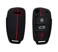 YAOYYG 1 Paños Funda De Llave De Coche,Protector Carcasa Llave Coche De Silicona,Compatible Con Audi A1, A3, S3, A4, S4, RS4 A6, S6, RS6, Q3, Q5, Q7, TT,3 Botones(Negro)