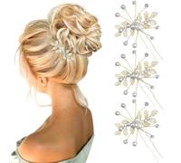 YAOYYG 2 Pcs Tocados de Pelo Boda Peinetas, Horquillas para el Pelo de Novia, Pasador Adorno Hojas Doradas y Perlas, Pelo Boda Invitada para Novia Dama de Honor