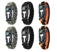 YAOYYG 6 Piezas Pulsera de Supervivencia, Brazalete de Cuerda Resistente al Fuego 5 en 1, Multifuncional Pulsera Paracord, Adecuado para Senderismo, Montañismo y Actividades al Aire Libre