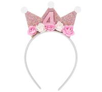 YAOYYG Coronas De Cumpleaños De 4 Años, Coronas De Cumpleaños Para Niña, Decoración Cumpleaños, Coronas De Cumpleaño Con Flores De Rosa, Tiara Para Bebé, Decoración De Fiesta De Cumpleaños