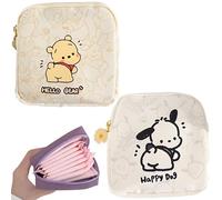 YAOYYG Neceser Compresas, Con Cremallera, Accesorio de Almacenamiento Portátil para Servilletas Higiénicas, Regalo para la Primera Menstruación de la Joven (Un set de dos, Blanco - Amarillo)