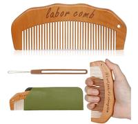 YAOYYG Peine de Partos, para el Dolor de Parto, Peine Madera Parto con Estuche de Cuero Madera Peine, Alivio Del Estrés Para Embarazadas, Regalo Embarazadas (Marrón)