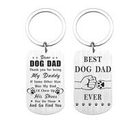 yaozeio Llavero con texto en inglés "Best Dog Dad Ever" para amantes de las mascotas, día del padre, regalos de cumpleaños para dueños de cachorros, accesorios de bolsa, White1, Small