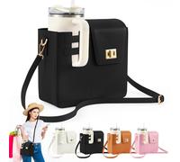 YAOZUP Bolsa para Stanley Cup, Stanley Cup Bolsa con compartimento y correa de hombro ajustable, bolsa con soporte para bebidas, bolso para Stanley Cup, Stanley Cup Accessories Crossbody Bag, Negro