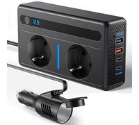 Yapasopu Converter de Voltaje de automóvil 300W Inversor DC 12 V a AC 230 V Cargador de automóvil con Enchufe de Cigarrillo Carero de 7 Puertos con 2 sockets 2 Puertos USB 2 Puertos Tipo C 1RTS