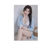 YAPING Sexy Girl Sitting on The Ground Drinking Water Canvas Print 16x24inch (40x60cm)