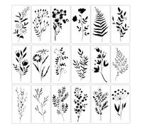 YAPKOLV 18 Plantillas de Hierba Silvestre, Plantillas Reutilizables para Pintar, Plantillas de Plástico de Plantas para Decoración de Muros y Muebles DIY
