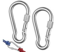 YAPKOLV 2 grandes mosquetones de bombero de acero inoxidable 304, mosquetón para exteriores, mosquetón de escalada de 80 mm × 8 mm con cierre de mosquetón de acero inoxidable