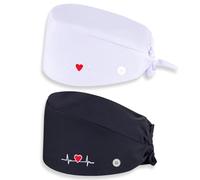 YAPKOLV 2 Piezas Gorros Quirófano de Tela, Gorros Quirófano Mujer, Accesorios para Enfermeras y Médicos, Gorro Médico Cómodo y Elegante para Procedimientos Quirúrgicos (Negro + Blanco)