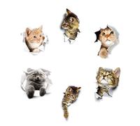 YAPKOLV 6 piezas Pegatinas para coche, 3D de gato lindo, Decorativo, autoadhesivo, impermeable y duradero, material PVC ecológico, removible sin residuos