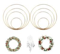 YAPKOLV Anillos de metal dorado, diámetros 80/120/160/200 mm, 2 piezas por tamaño, para bodas, Navidad, atrapasueños