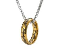 YAPKOLV El Anillo Único Cosplay El Señor de los Anillos Collar Colgante Élfico Celta Gandalf (Oro) (Longitud de cadena 60 cm)